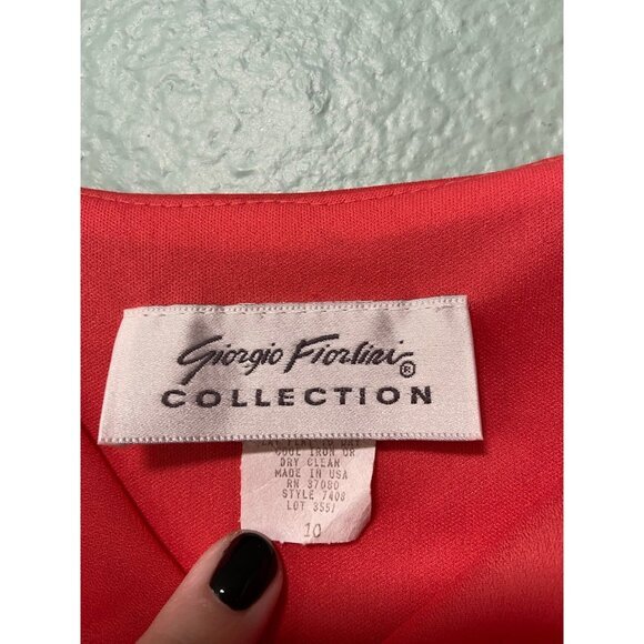 Vintage Giorgio Fiorlini Women's Peach Orange‎ Drap Dress Size 10 - Picture 8 of 10